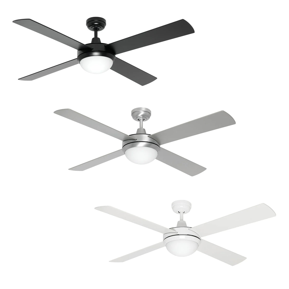 Mercator Lighting 52" Caprice AC Ceiling Fan Black, Brushed Silver,