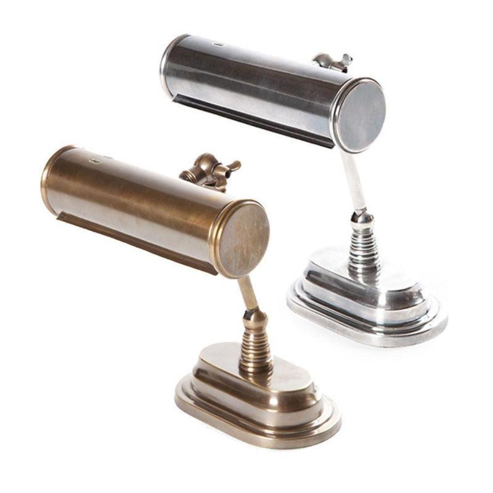 Emac Lawton Carlisle Banker's Desk Lamp in Antique Brass or Silver