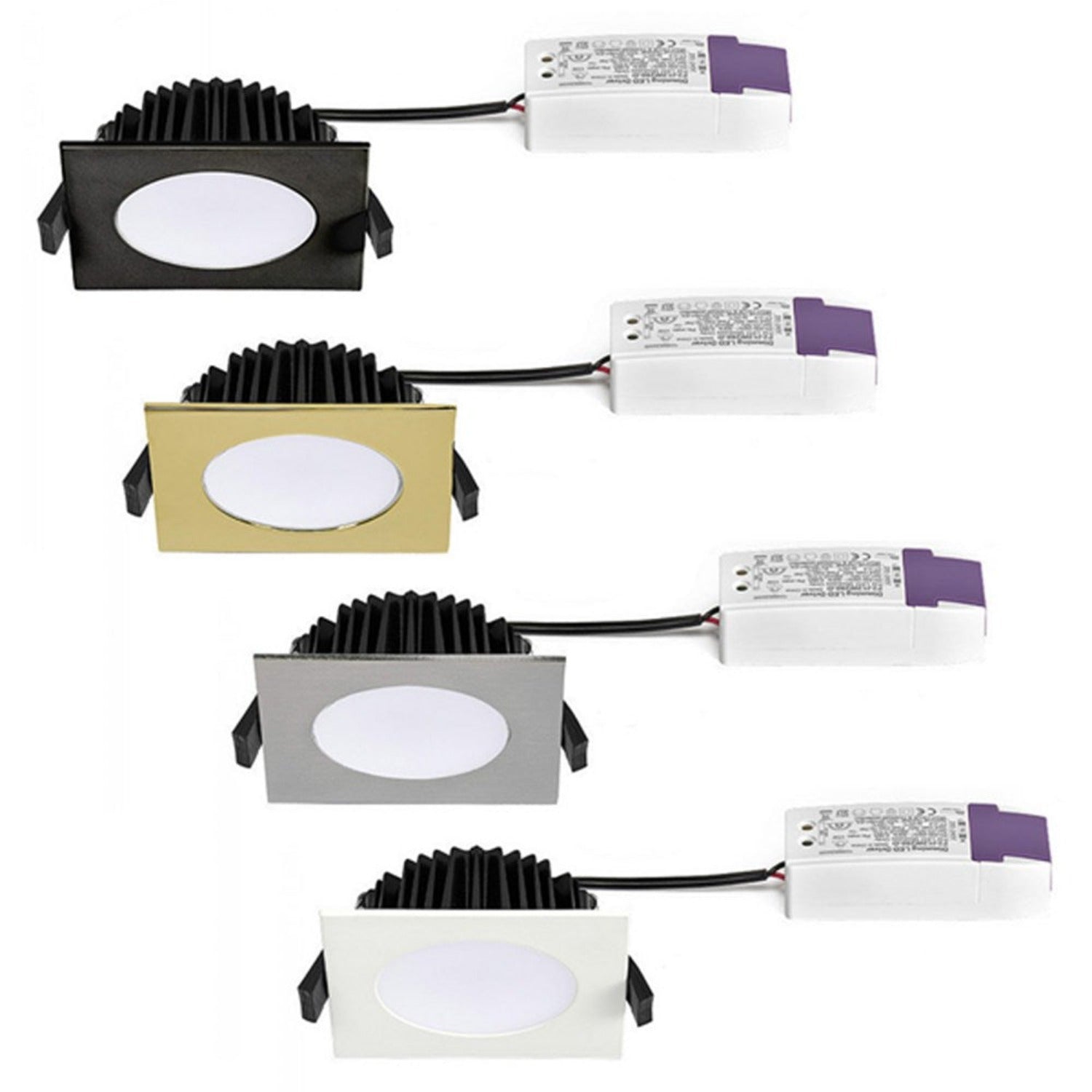90mm Square Low Profile LED Downlight 10w Black, Gold, Chrome, White CCT LDE90S Superlux Lighting