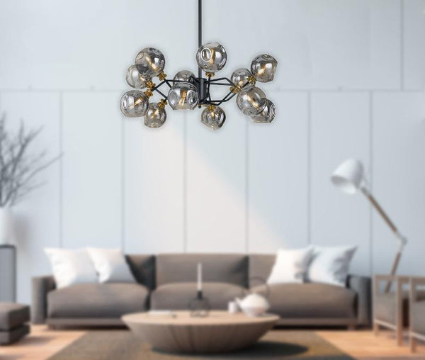 Ultra Modern Smoked Glass Pendant Light In Black