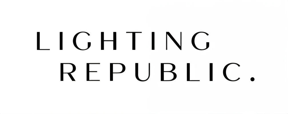 Minimalist black serif typography on a clean white background representing the Lighting Republic brand identity