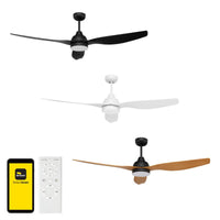52" Smart WiFi Bahama DC Ceiling Fan Black, White, White/Whitewash, Matte Black/Maple with Light 20918/XX Brilliant Lighting