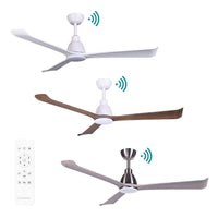 52" Polo DC Ceiling Fan Matt White, Matt White/Walnut, Nickel/Driftwood with Light MDCP1333 Martec Lighting