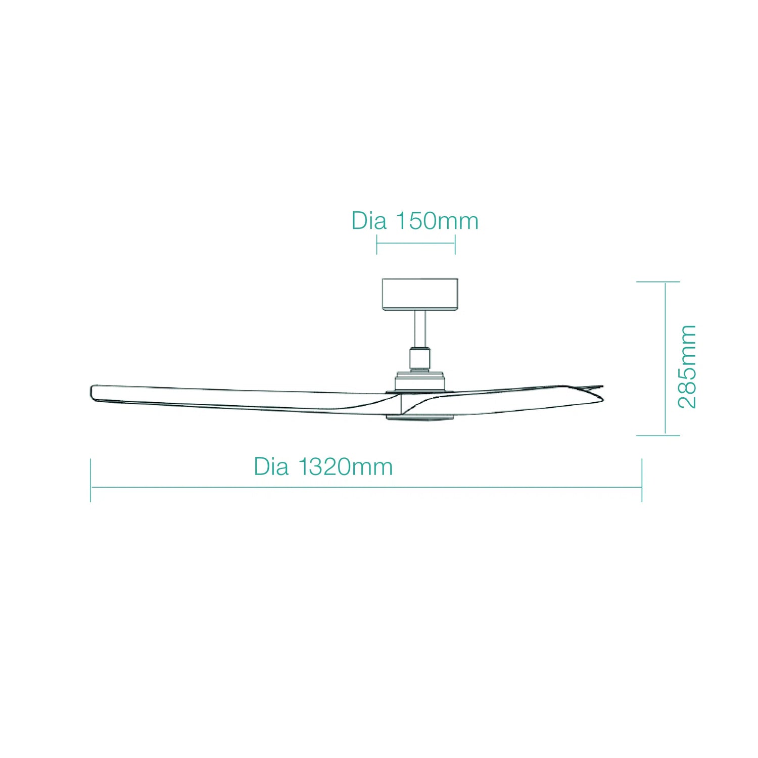 52' Cordoba Smart DC Ceiling Fan White, White/Oak, Black/Walnut MCDC133_Dimension
