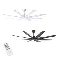 66" Santorini DC Ceiling Fan White, Black 2078960X Eglo Lighting