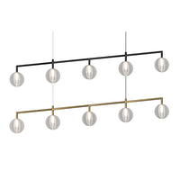Doul Linear LED Pendant 5Lt 15w in Matt Black or Matt Brass