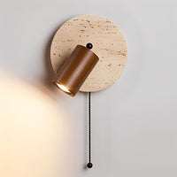 Brim Traventine Indoor Wall Light With On/Off Pull Cord in Natural Stone