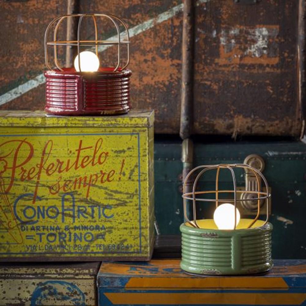 industrial Cage Table Lamp Vintage Green, Vintage orange C2345 Ferrolu