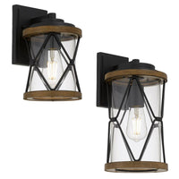 Capstan Outdoor Wall Light in Black/Wood