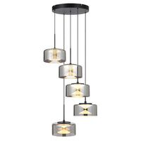 Cedro LED Pendant Light 5Lt CCT 40w in Black Sandy