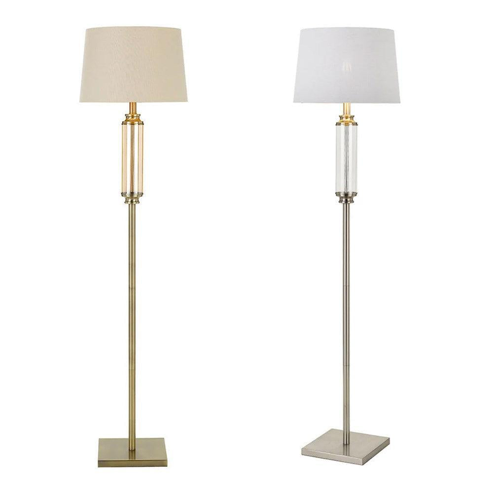 Dorcel Floor Lamp in Antique Brass/Amber or Nickel/Clear DORCEL-FL