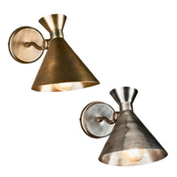 Lawson Indoor Wall Light in Brass or Silver