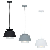 Fawkner Pendant Light in Black, Grey or White