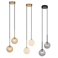 Gaston Pendant Light 2Lt in Antique Gold, Black