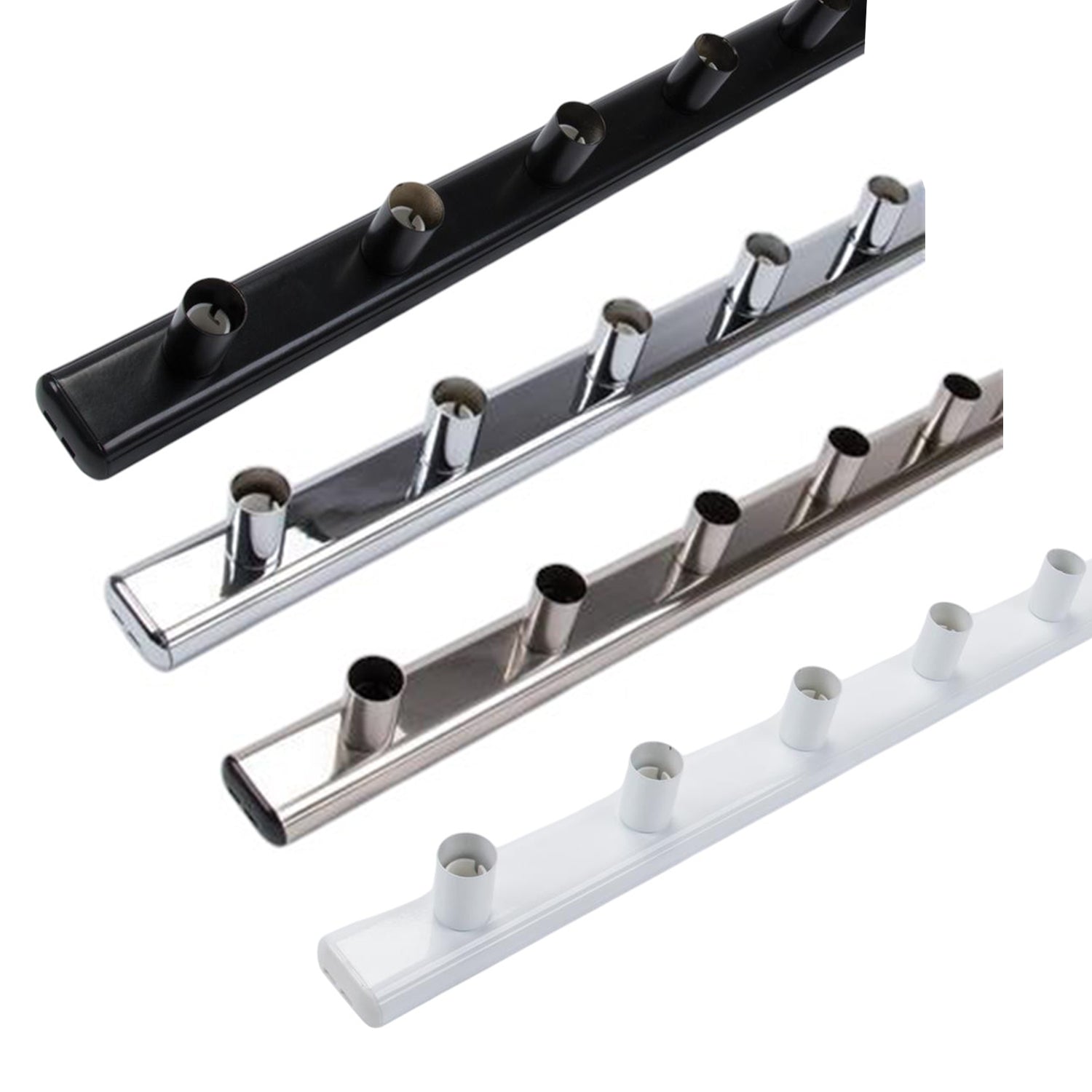 HL-804 Vanity Light w/ 5 Lights (5xB15) in Black/Chrome/Satin Chrome/White
