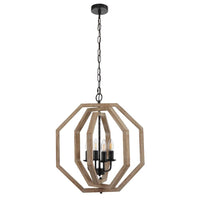 Indio Pendant Light 4Lt in Black/Wood INDIO-PE4-BK
