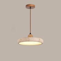 Soluna Traventine & Wood Pendant Light