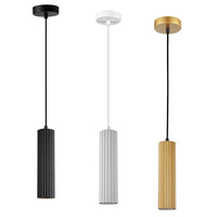 Kolonne Ribbed Cylinder Pendant Light in Black, White or Gold KOLONNEX