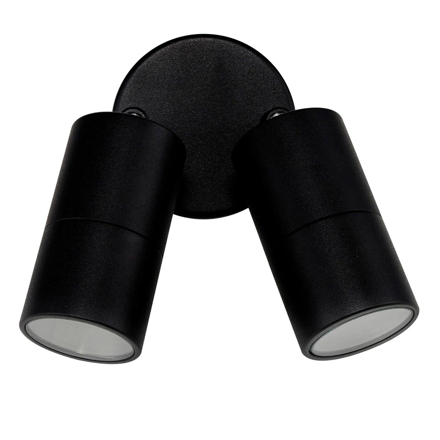 LED Matt Black Double Head Spotlight GU10 240v IP65-HV1327GU10T-The Lighting Outlet-product-view
