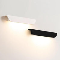 Ledge Cement Outdoor Wall Light Long Curved in White or Black
