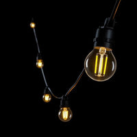 24v Festoon LED Lighting 10 or 20 Meter Filament Bulbs included Outdoor DIY Plug and Play Low Voltage