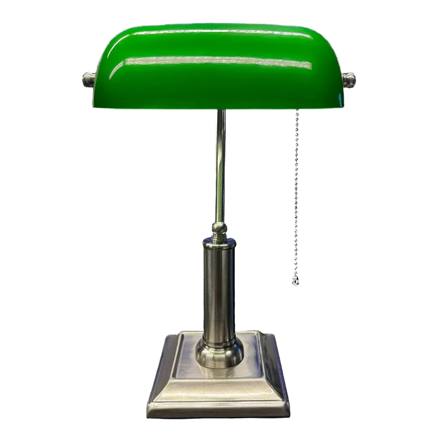 Bankers Lamp Glass Green Shade in Chrome Base LuxBank-CH