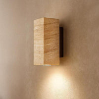 Nest Traventine Fixed Down Wall Light Square in Natural Stone
