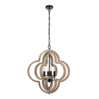 Omar Pendant Light 4Lt in Black/Oak