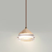 Onda Travertine & Glass Pendant Light