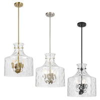 Perron Pendant Light 4Lt in Antique Gold, Nickel, Black