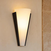 Saffi CCT LED Indoor Wall Light in Antique Brass, Black w/ Opal Glass