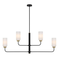Sebring Long Pendant Light 4Lt in Black and Opal Matt Glass