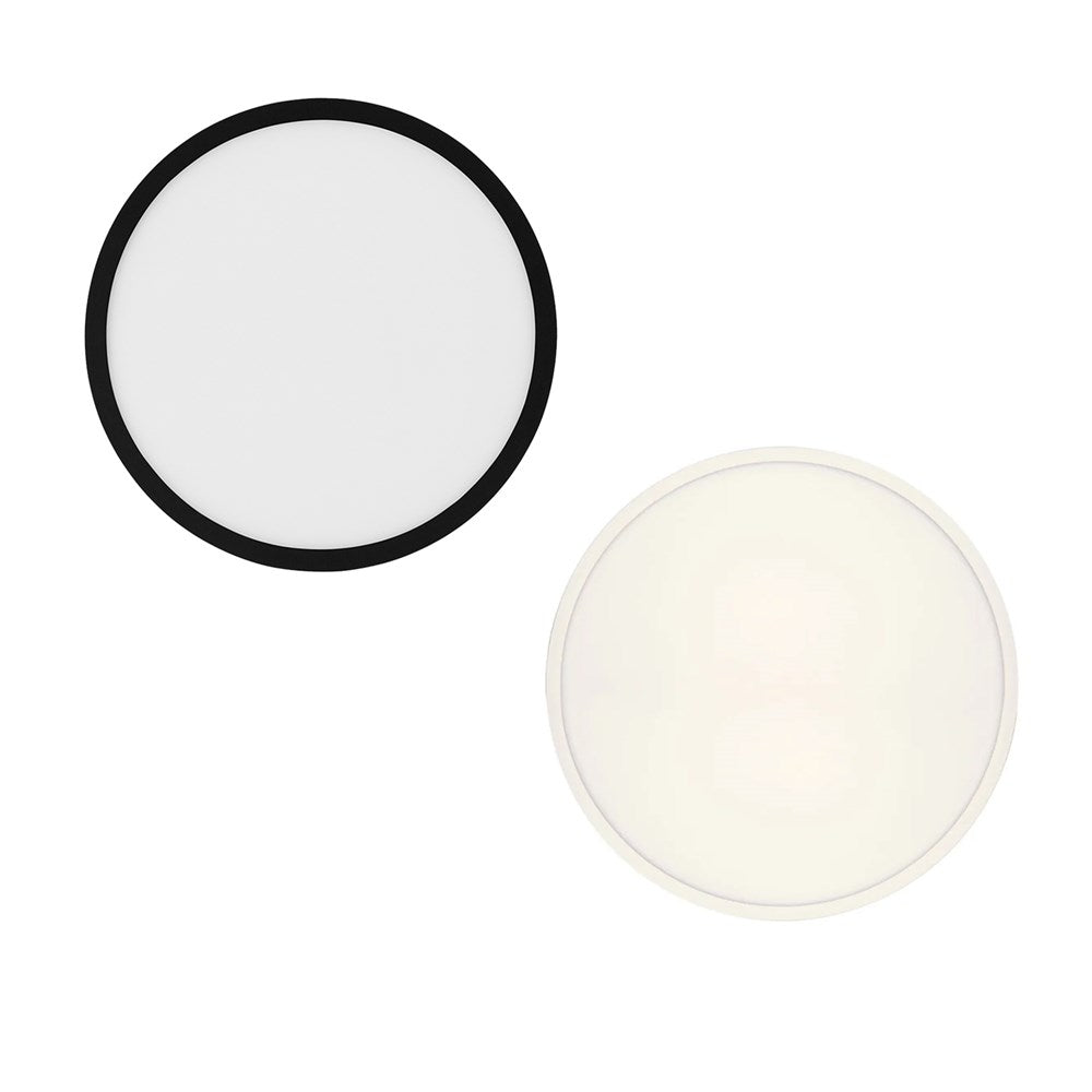 Telbix Sky round LED oyster light in black, sleek minimalist flush finish