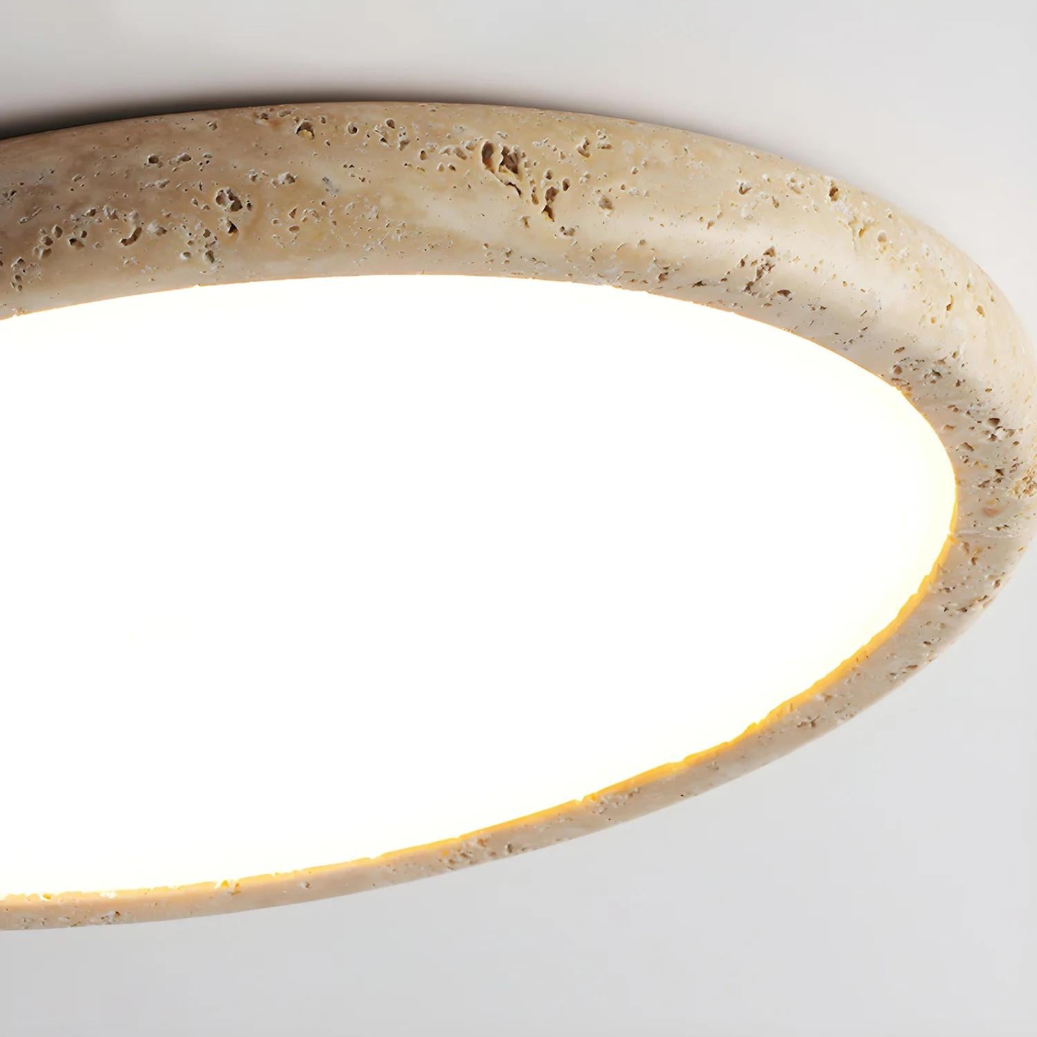 ORE Soluna travertine stone oyster light, natural stone finish for designer interiors