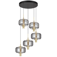Volen LED Pendant Light 5Lt in Black/Smoke