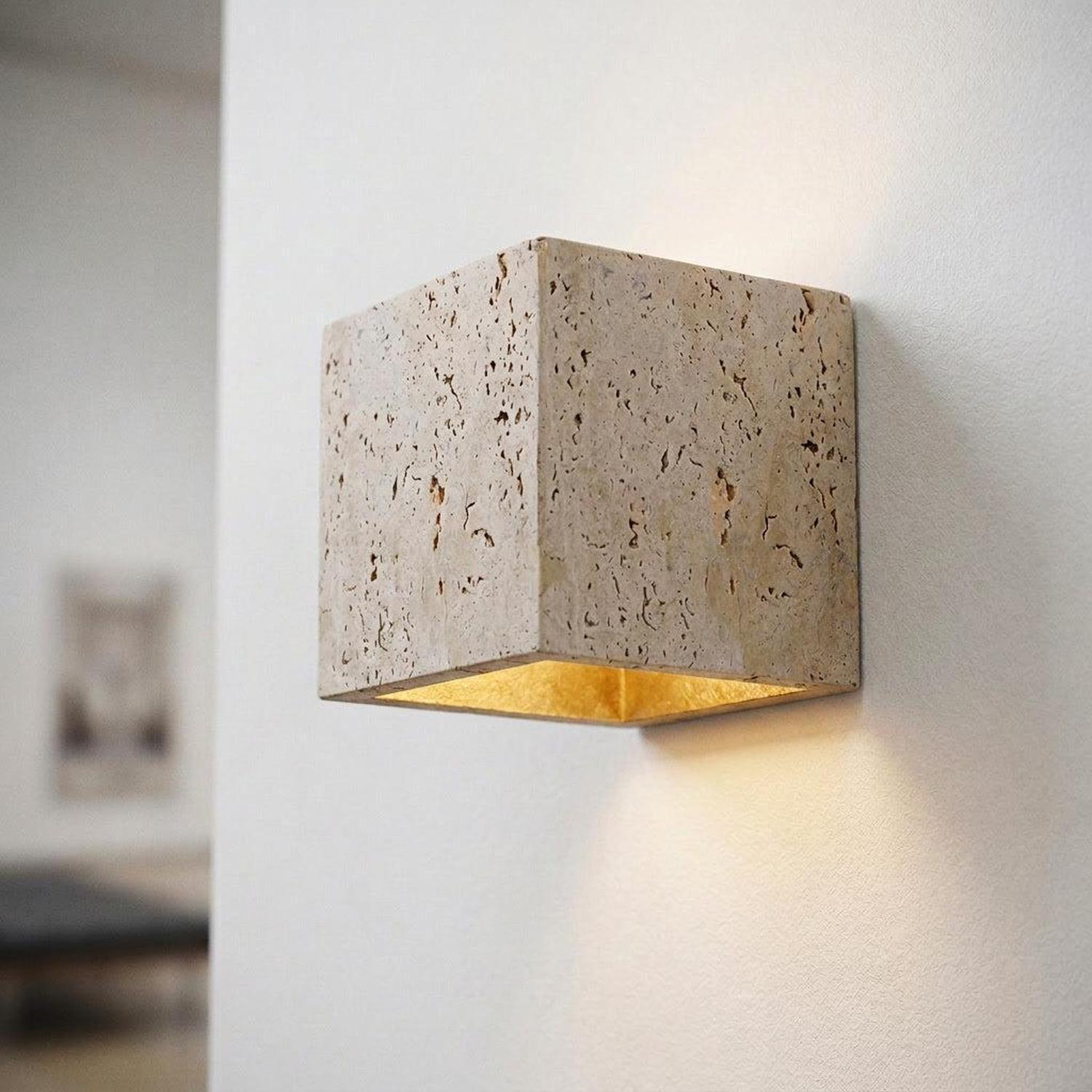Ore Lighting WIS.2418.NT | Wisp Travertine Cube Up/Down Wall Light