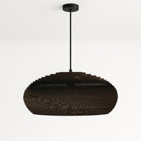 Zanora Pendant Light Oval Hand Crafted Recycled Cardboard in Natural