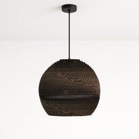 Zanora Pendant Light Round Hand Crafted Recycled Cardboard in Natural