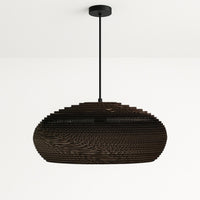 Zanora Pendant Light Oval Hand Crafted Recycled Cardboard in Natural