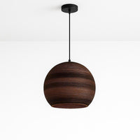 Zanora Pendant Light Round Hand Crafted Recycled Cardboard in Brown
