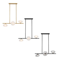 Zecca 3Lt Pendant Light Horizontal in Antique Gold/Frost, Black/Frost, Black/Smoke