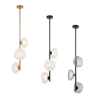 Zecca 3Lt Pendant Light Vertical in Antique Gold/Frost, Black/Frost, Black/Smoke