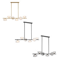 Zecca 6Lt Pendant Light in Antique Gold/Frost, Black/Frost, Black/Smoke