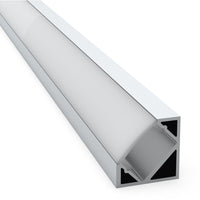 19mm x 19mm Aluminium Corner LED Profile 2000mm in Silver, Black or White
