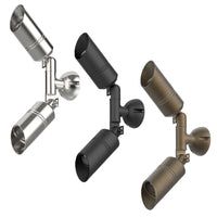 AQL-402 Hydra Twin Outdoor Wall Spot Light Brushed Chrome, Black, Aged Brass