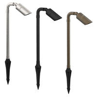 AQL-412 Hydra Adjustable Path Spike Light with Elbow Adapter Small Brushed Chrome, Black, Aged Brass
