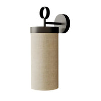 Nooi Indoor Wall Light T8 in Matt Black with Cream Linen Shade
