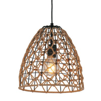 Canamo Ellipse Pendant Light in Natural Hemp Rope and Black Hardware