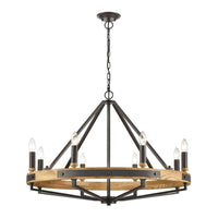 Funale Pendant Light 8Lt in Natural Wood/Oil Rubbed Bronze or Oak Wood/Satin Brass