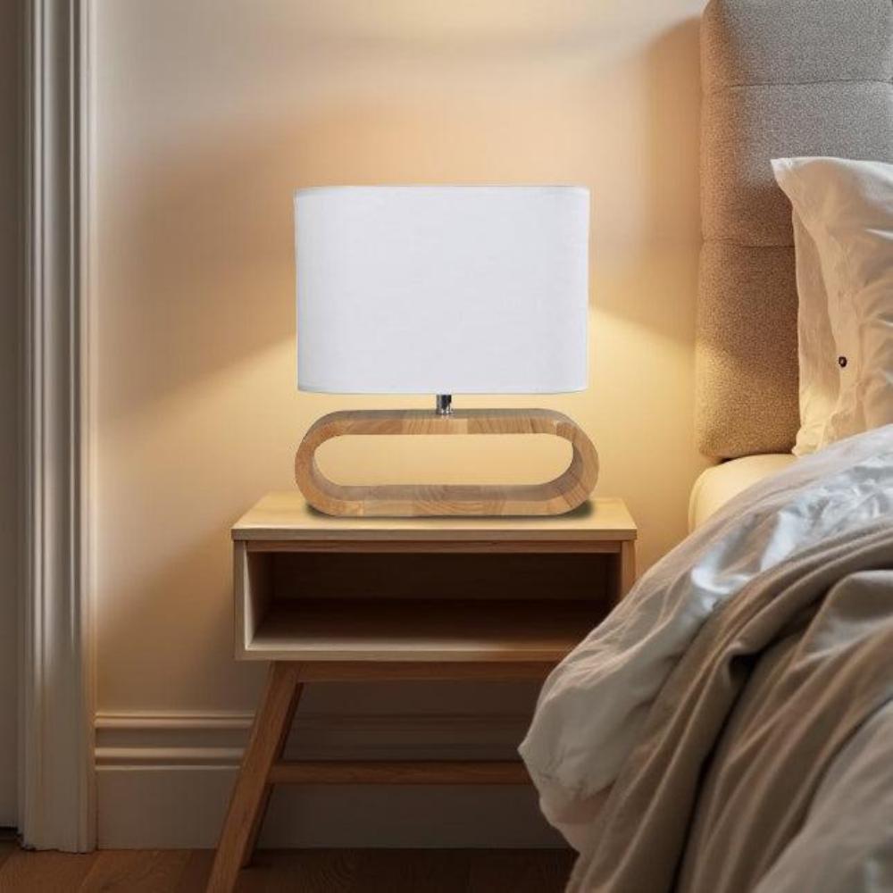 Lotus Table Lamp Blonde Wood w/ White Linen Shade CLA Lighting - LOTUS1